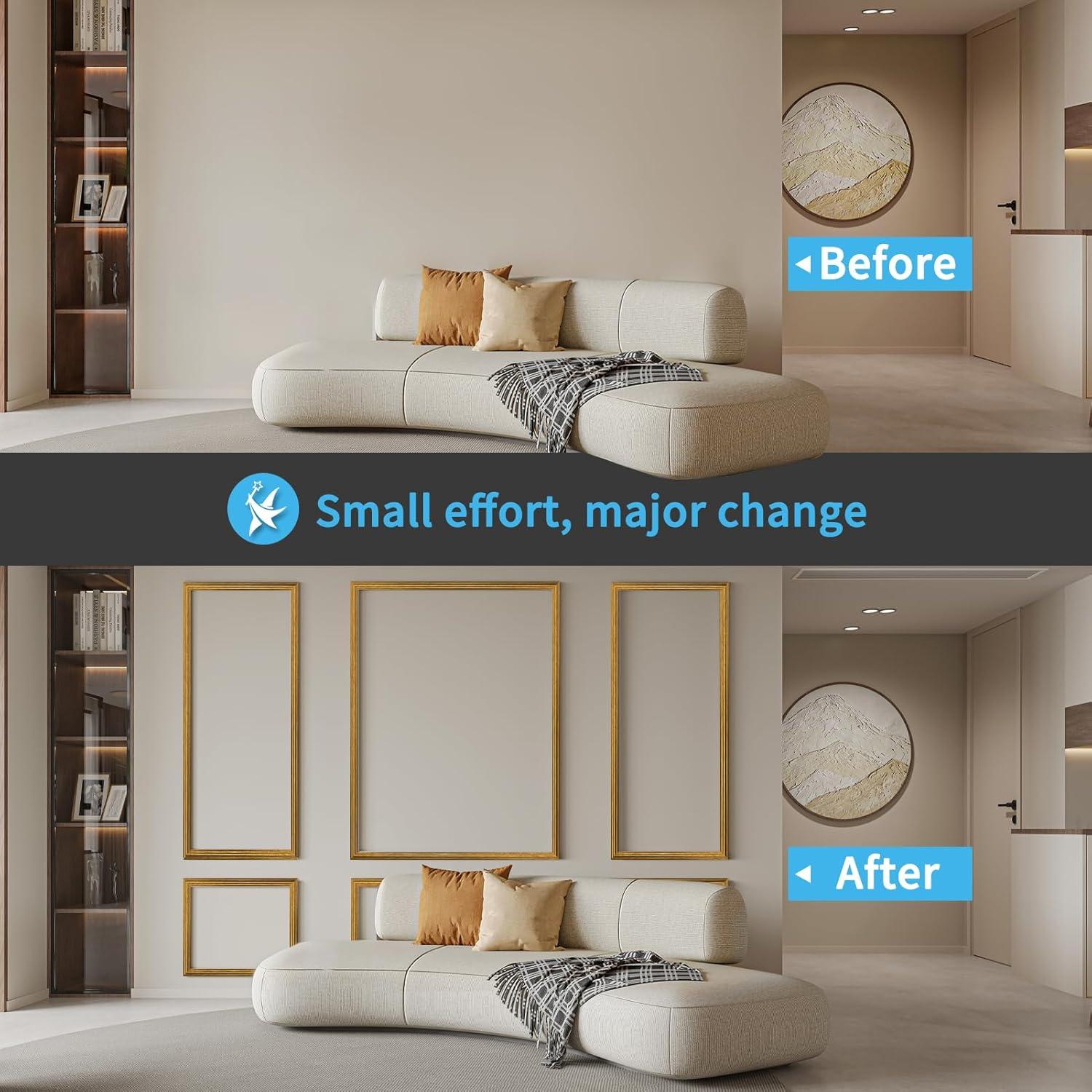 Juego de Molduras de Pared Art3d 6 Piezas Oro Antiguo