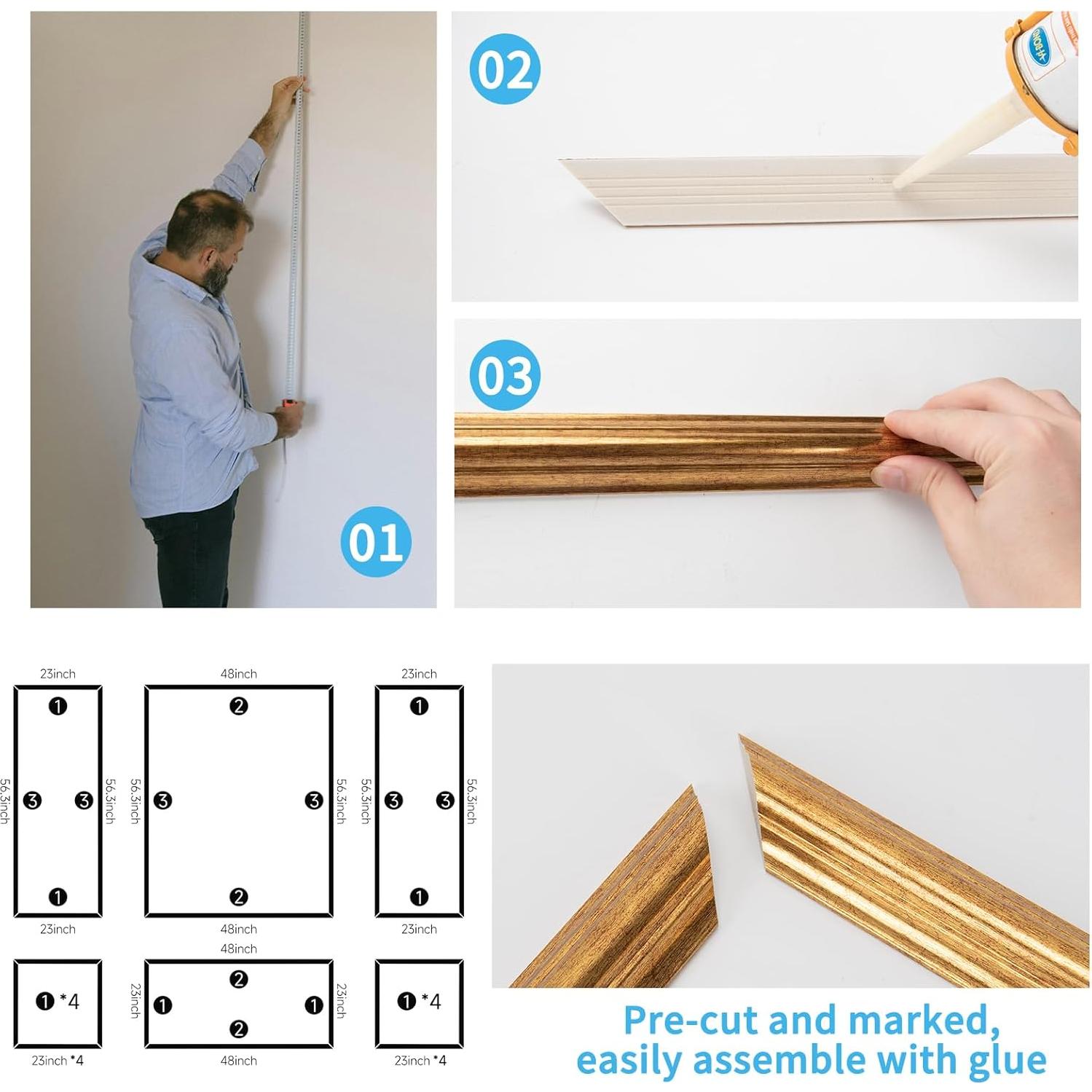 Juego de Molduras de Pared Art3d 6 Piezas Oro Antiguo