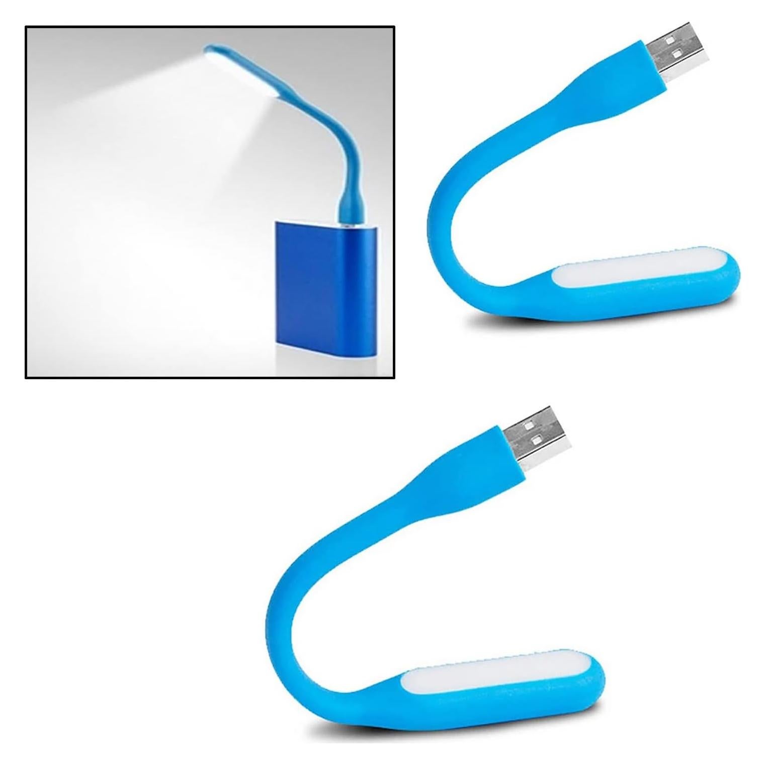 Mini Flexible Light, Portable USB Led Reading Night Lamp for PC Laptop Computer Notebook Power Bank - 2 Pack (Blue)