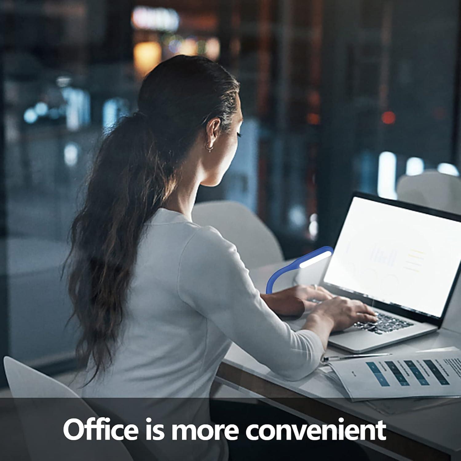 Mini Flexible Light, Portable USB Led Reading Night Lamp for PC Laptop Computer Notebook Power Bank - 2 Pack (Blue)