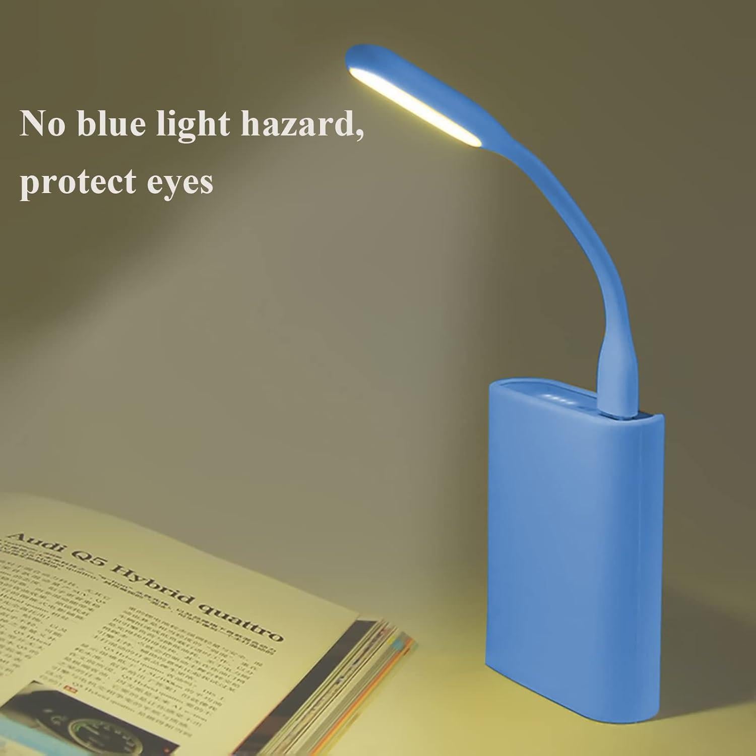 Mini Flexible Light, Portable USB Led Reading Night Lamp for PC Laptop Computer Notebook Power Bank - 2 Pack (Blue)