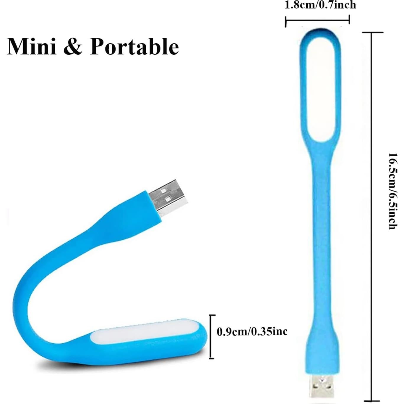 Mini Flexible Light, Portable USB Led Reading Night Lamp for PC Laptop Computer Notebook Power Bank - 2 Pack (Blue)