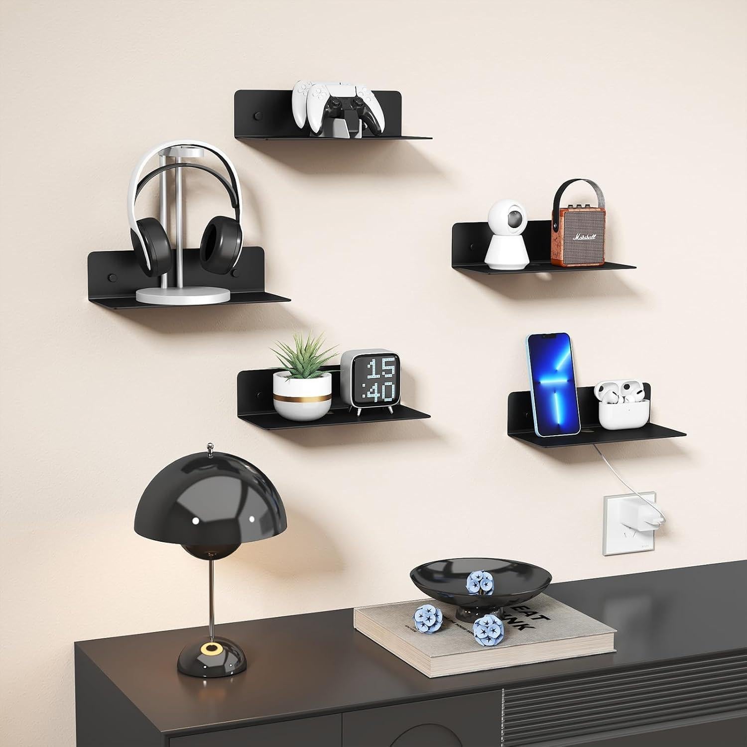 Estante Flotante Dr.DJ BL1 22.86x9.4cm Negro para Pared