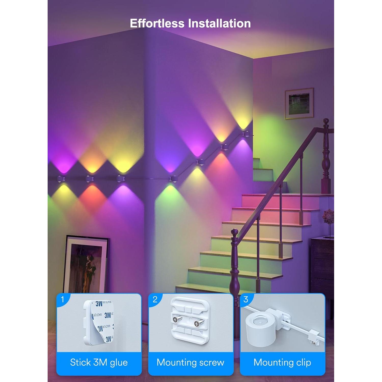 Apliques de Pared Inteligentes ANGELHALO LED RGB 14 Piezas