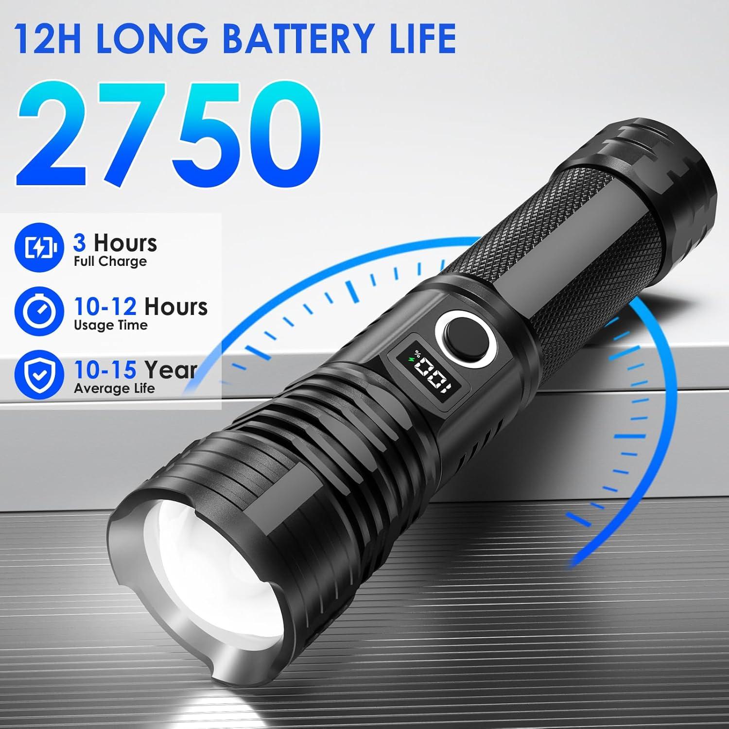 Linterna Táctica Recargable QOPOYU 90000 Lúmenes IPX7