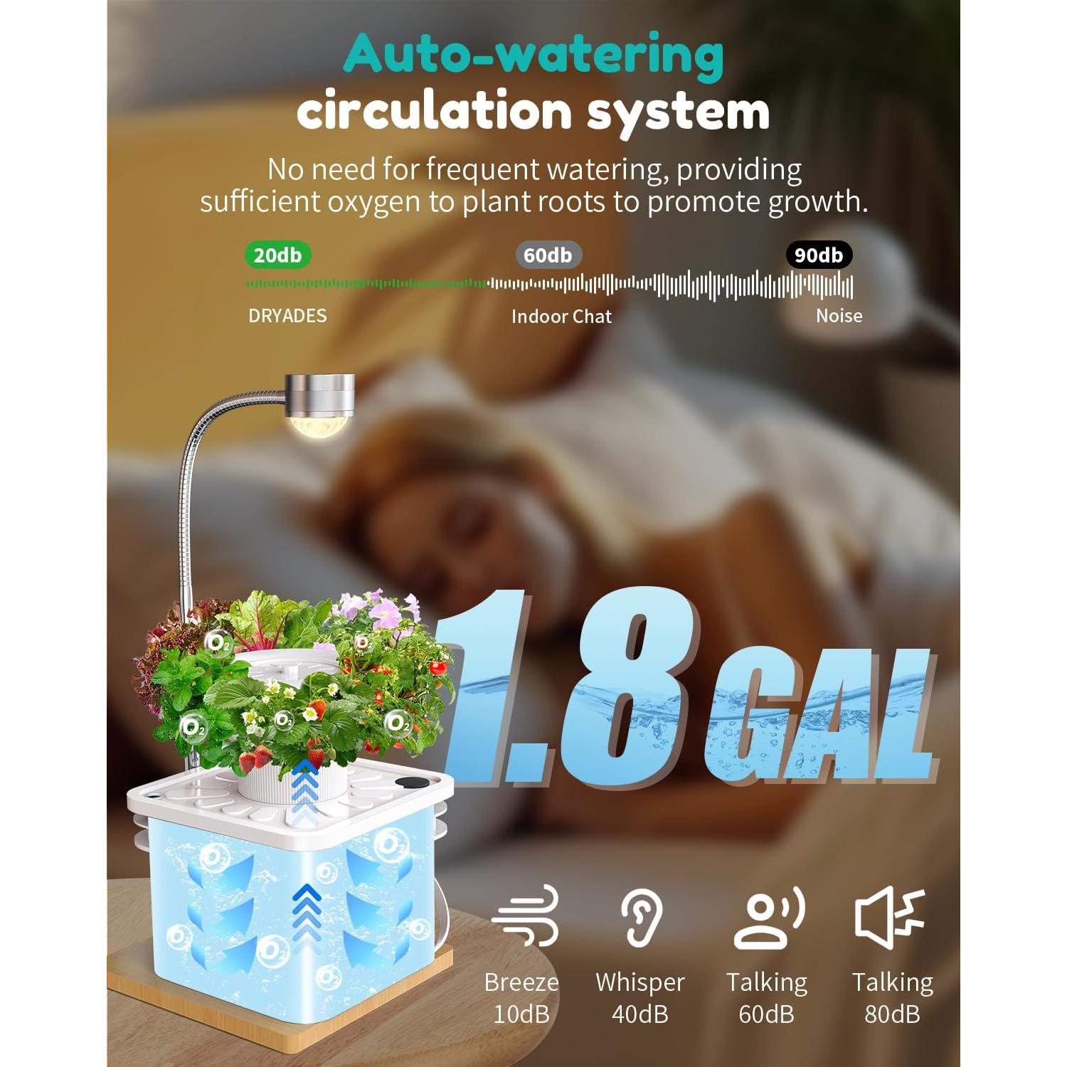 Kit Hidropónico SJZXUV 6 Pods con Luz LED para Jardín Interior