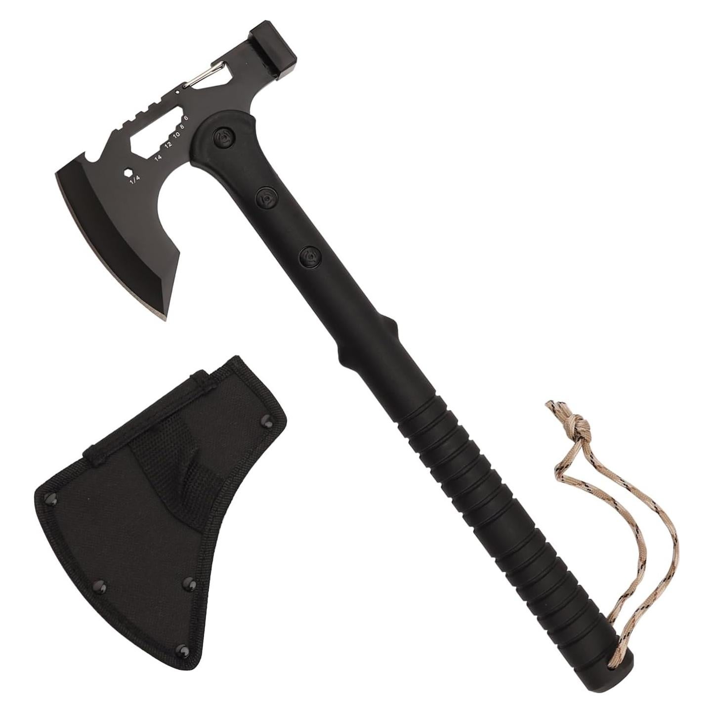 Hacha Táctica CHI SHANG de Acero Inoxidable con Funda