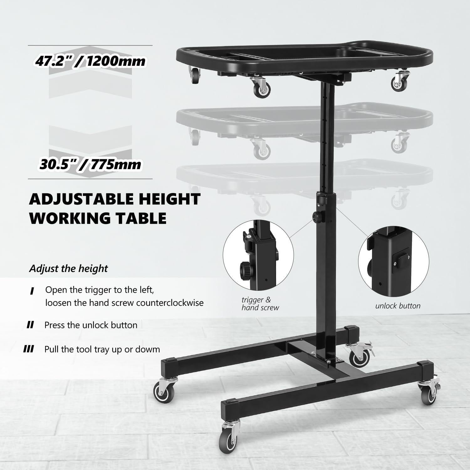 Mesa de Trabajo Ajustable DNA MOTORING 2 en 1 77.5-120 cm
