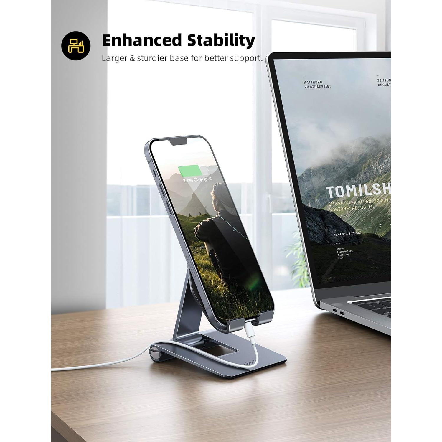 Soporte de Teléfono Ajustable Lamicall de Aluminio Gris