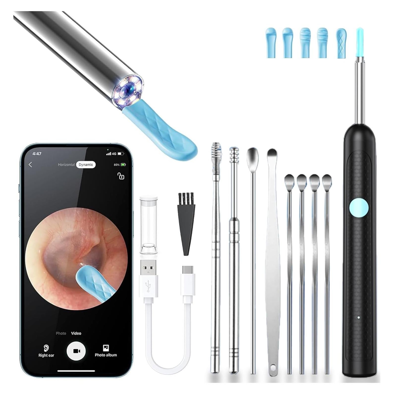 Kit de Limpieza de Oídos CZYJPRL con Cámara 1080P y 8 Cucharas