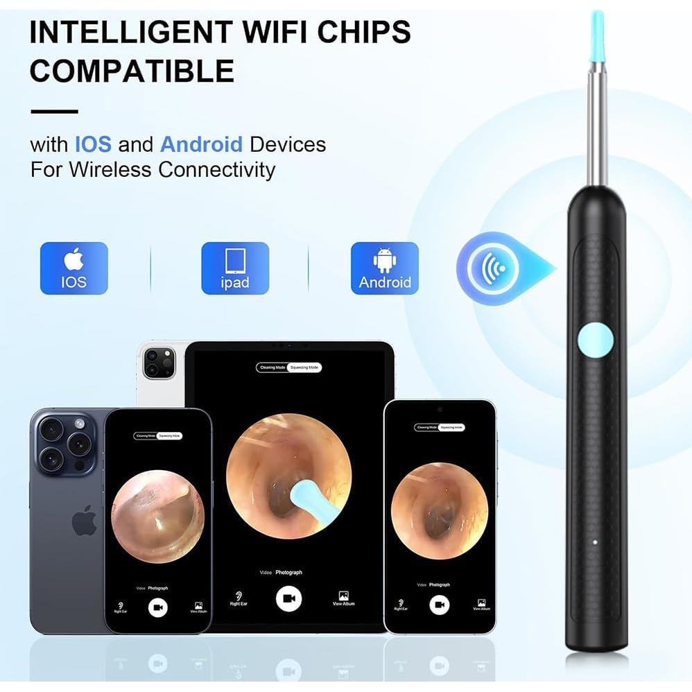 Kit de Limpieza de Oídos CZYJPRL con Cámara 1080P y 8 Cucharas