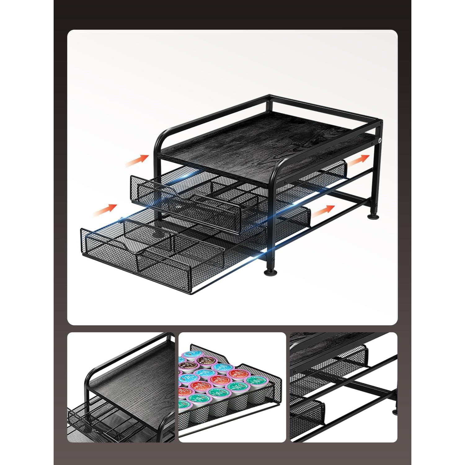 Organizador de café SereneHome para K-Cup y Nespresso - 2 niveles