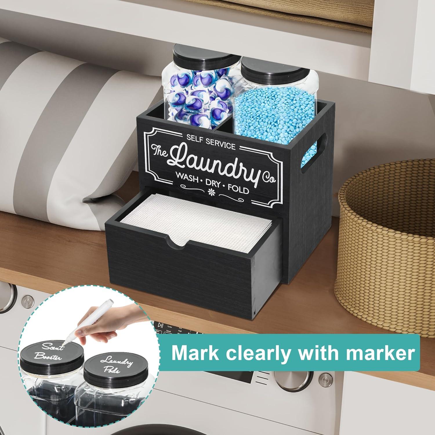 Contenedor de Lavandería Y&ME con Tarros y Soporte Negro