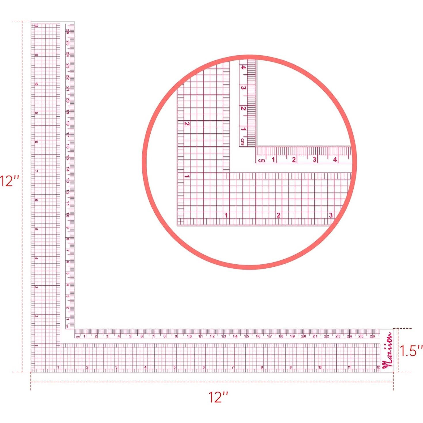 Regla de Costura en Acrílico YLaziion 30cm Anti-Amarilleo