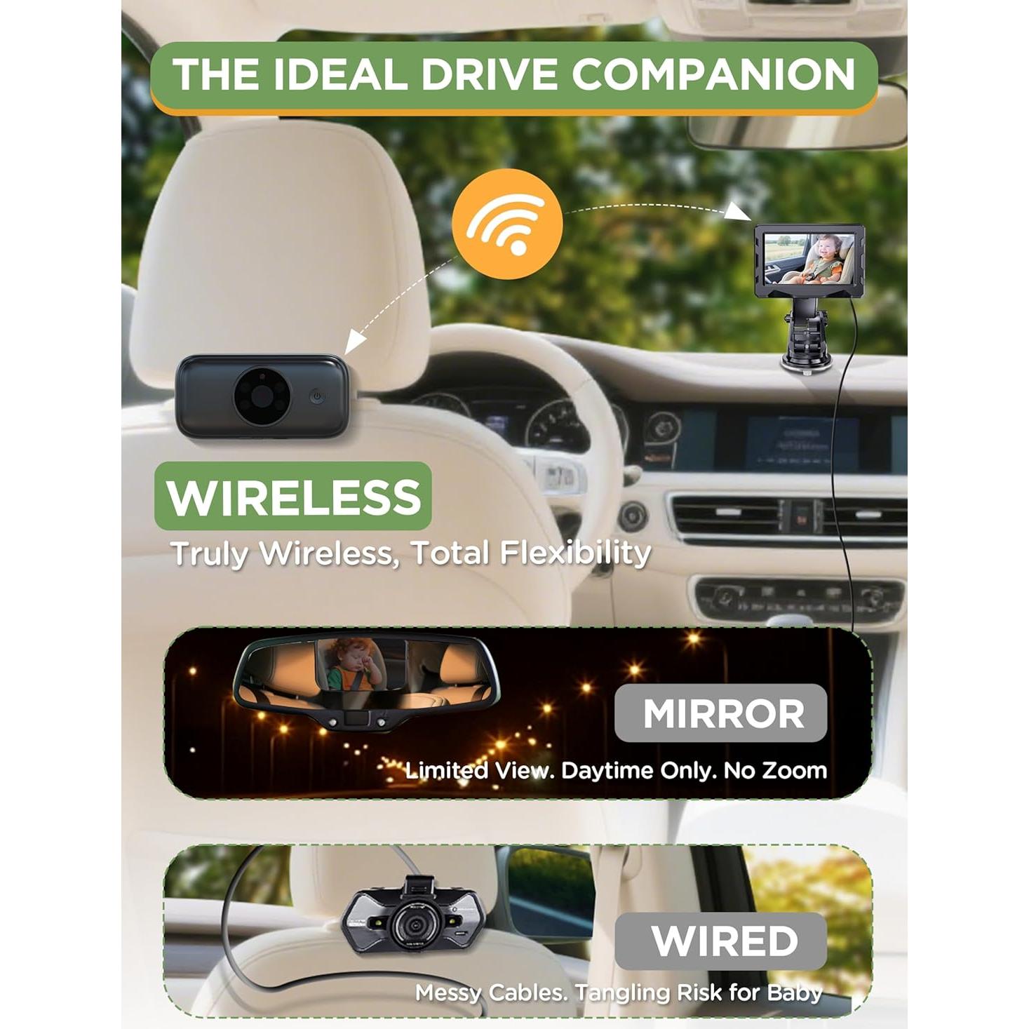 Cámara de Coche Inalámbrica NUOTUN 4.3" HD 1080p con Batería 40h