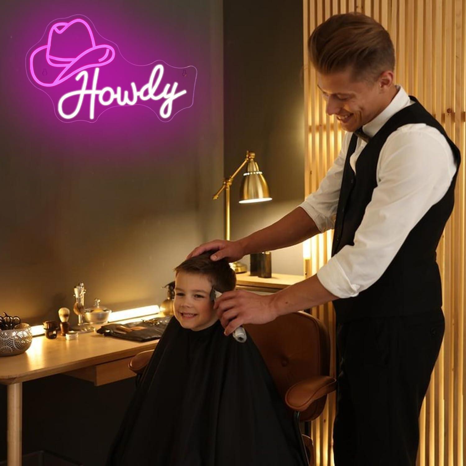 Letrero de neón de sombrero de vaquero Hola LMSIGNLY 42x29cm