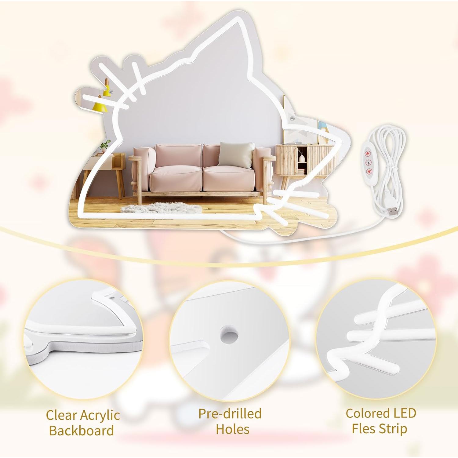 Espejo de Gato MissAudrey con Luz LED Regulable 39.6x34 cm