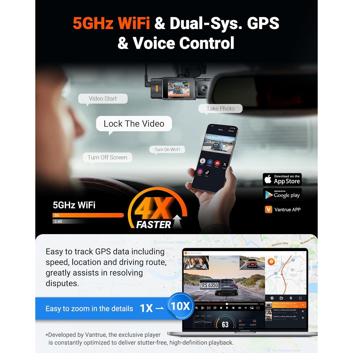 Cámara de Salpicadero Vantrue N4S 3 Canales 2.7K+1440P