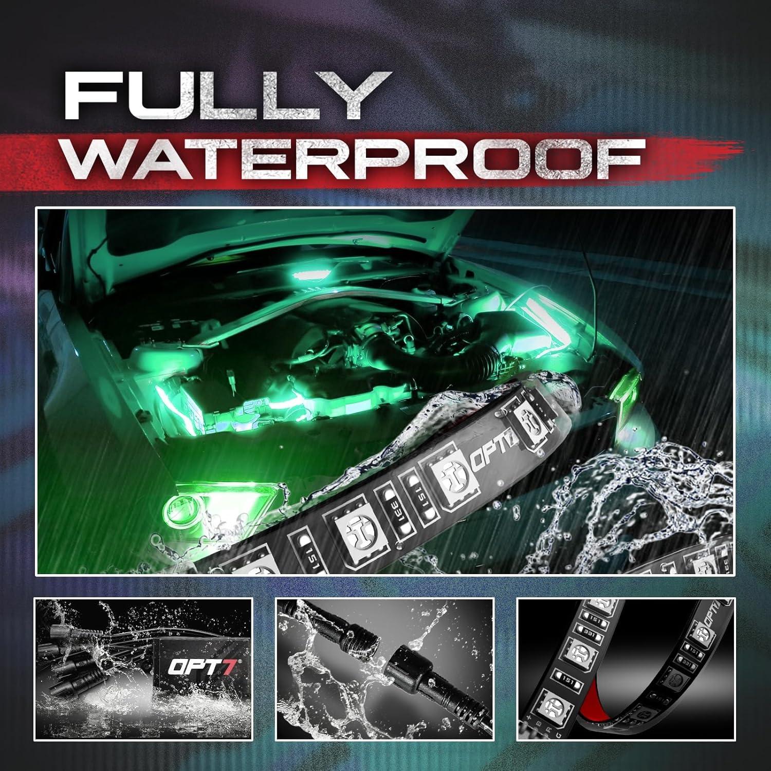 Kit de luces LED RGB OPT7 Aura para compartimento motor 4 tiras 30.48 cm