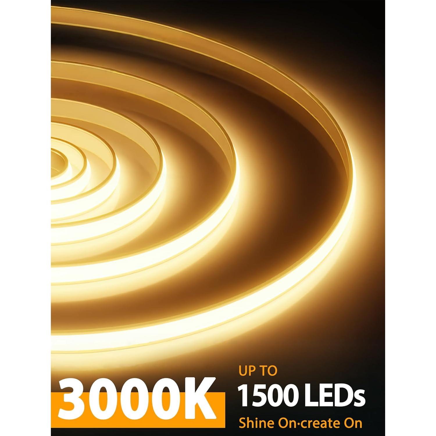 Tira de Luz LED COB 5M Lamomo Blanca Cálida Regulable con Control Remoto