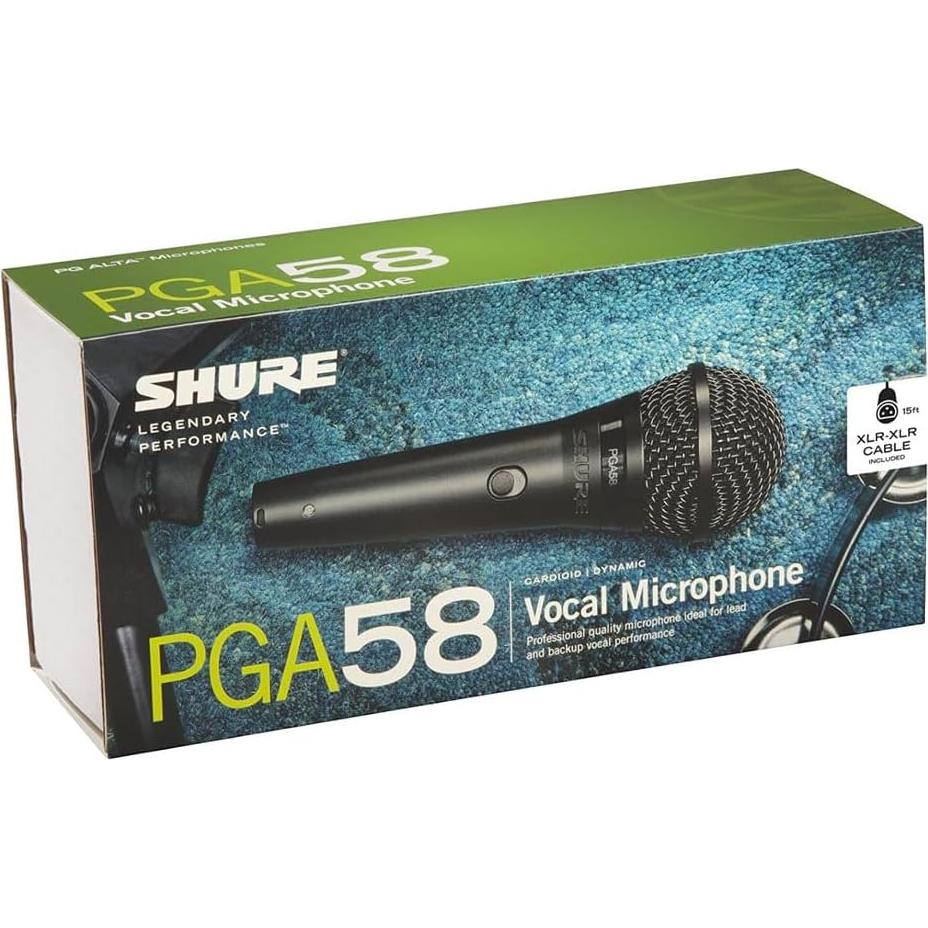 Micrófono Dinámico Shure PGA58 - Mano Cardioide con Cable 4.57m