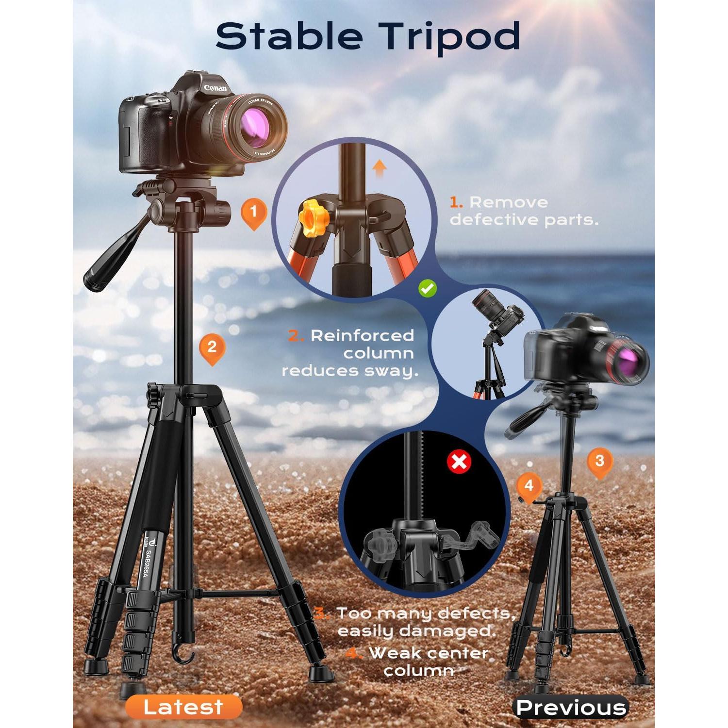 Trípode de Cámara JOBFRI SAB265A 185 cm Aluminio Soporte Teléfono