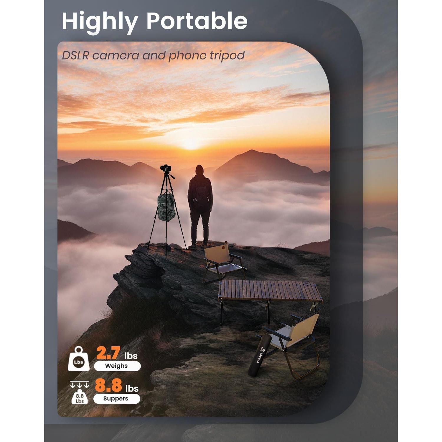 Trípode de Cámara JOBFRI SAB265A 185 cm Aluminio Soporte Teléfono