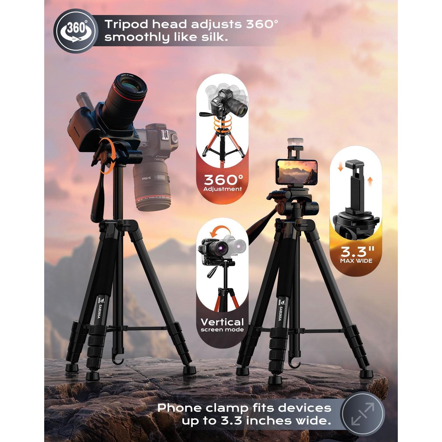 Trípode de Cámara JOBFRI SAB265A 185 cm Aluminio Soporte Teléfono