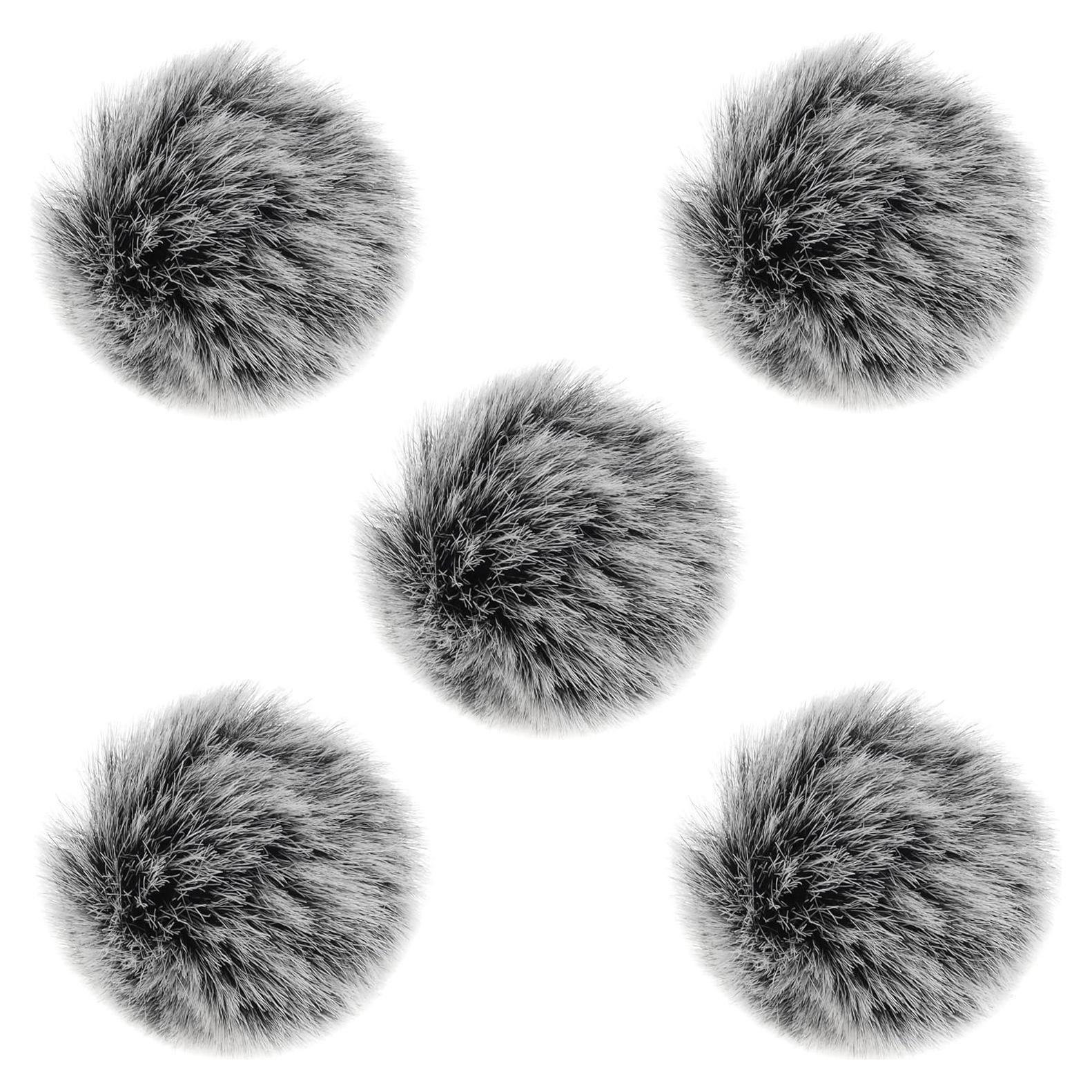 5 Muff de Viento para Micrófono Lavalier Gris 8mm Piel Sintética