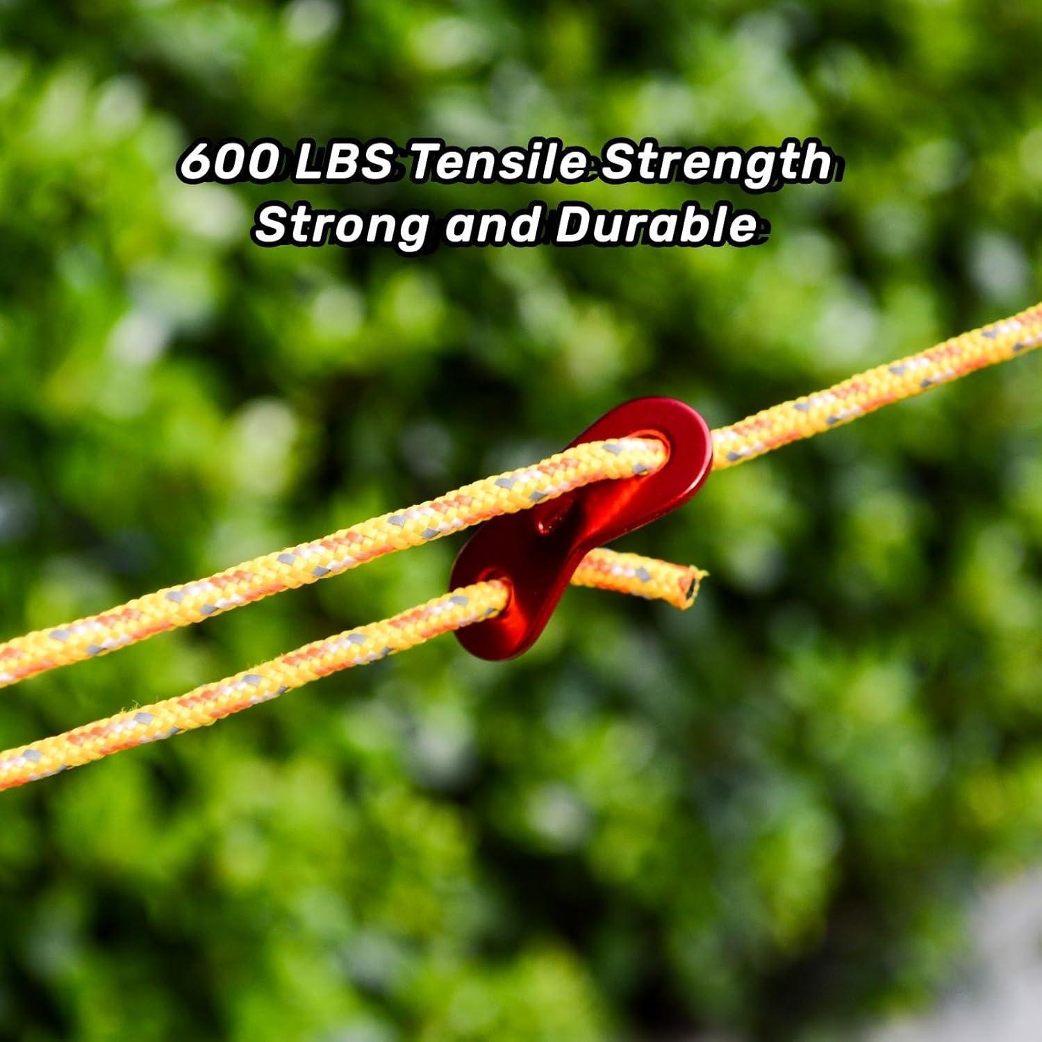 Cuerda de Tienda 30.48m WWANG 4mm Verde Militar con 8 Tensores