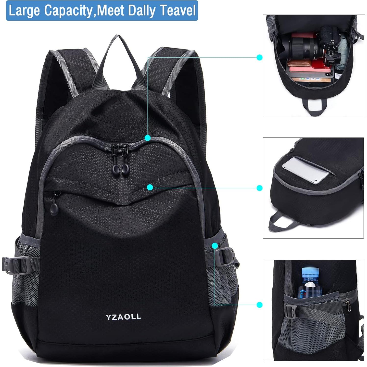 Mochila Plegable YZAOLL 20L Ligera Impermeable Negra