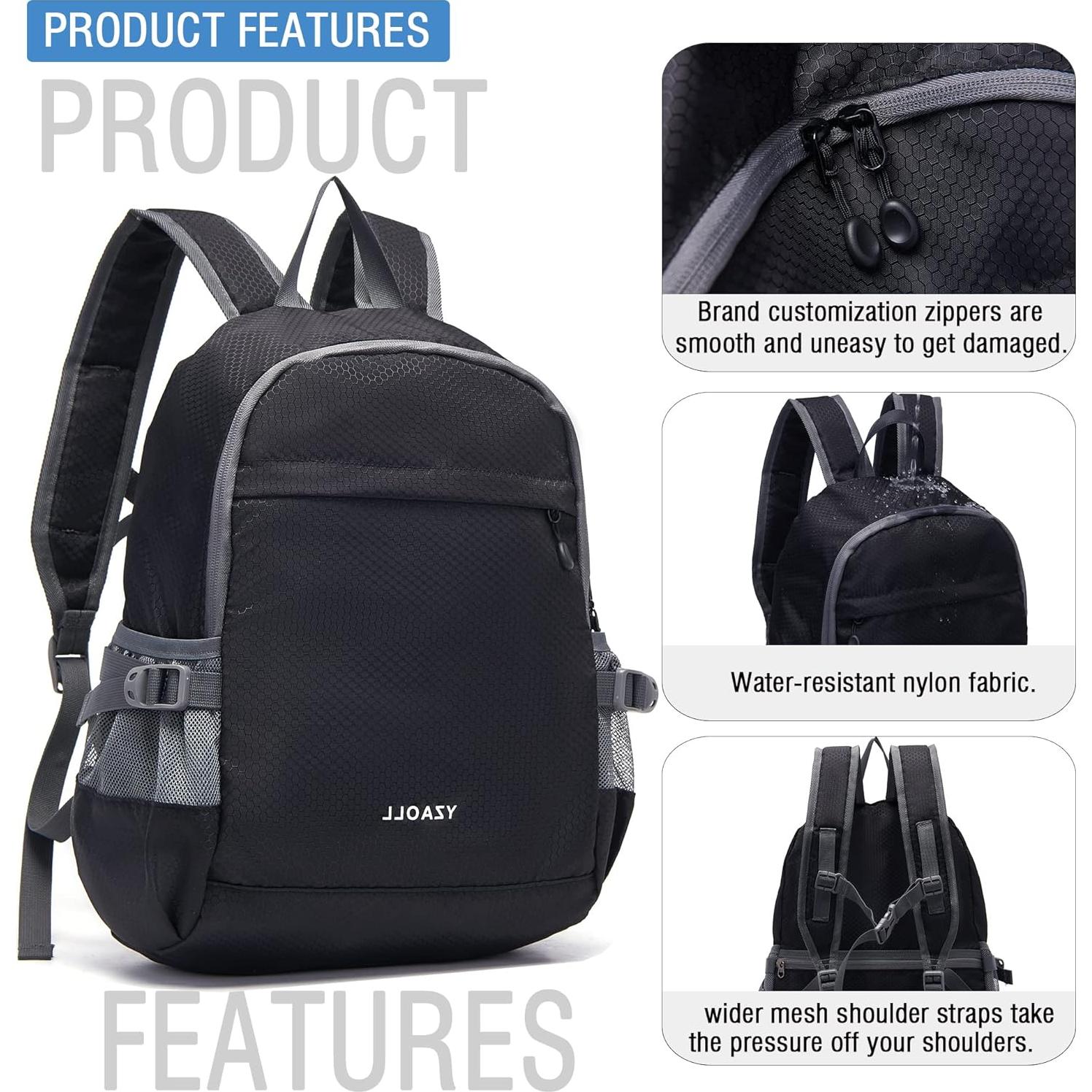 Mochila Plegable YZAOLL 20L Ligera Impermeable Negra