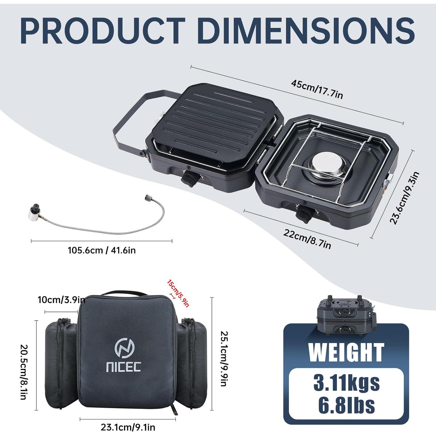 Estufa de Camping Propano Nice C 2 Quemadores 16,000 BTU