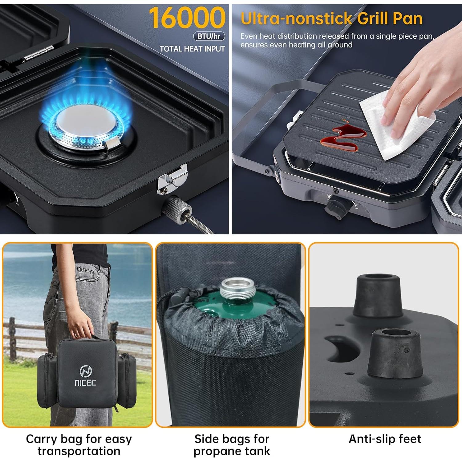 Estufa de Camping Propano Nice C 2 Quemadores 16,000 BTU