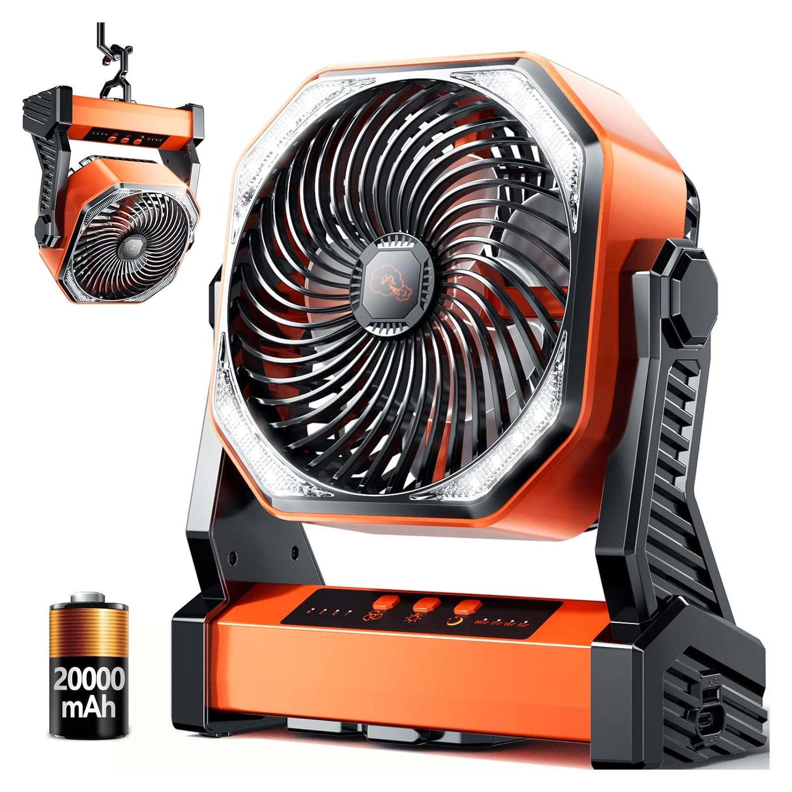 Ventilador de Camping Doublepow D10 con Luz LED 20000mAh