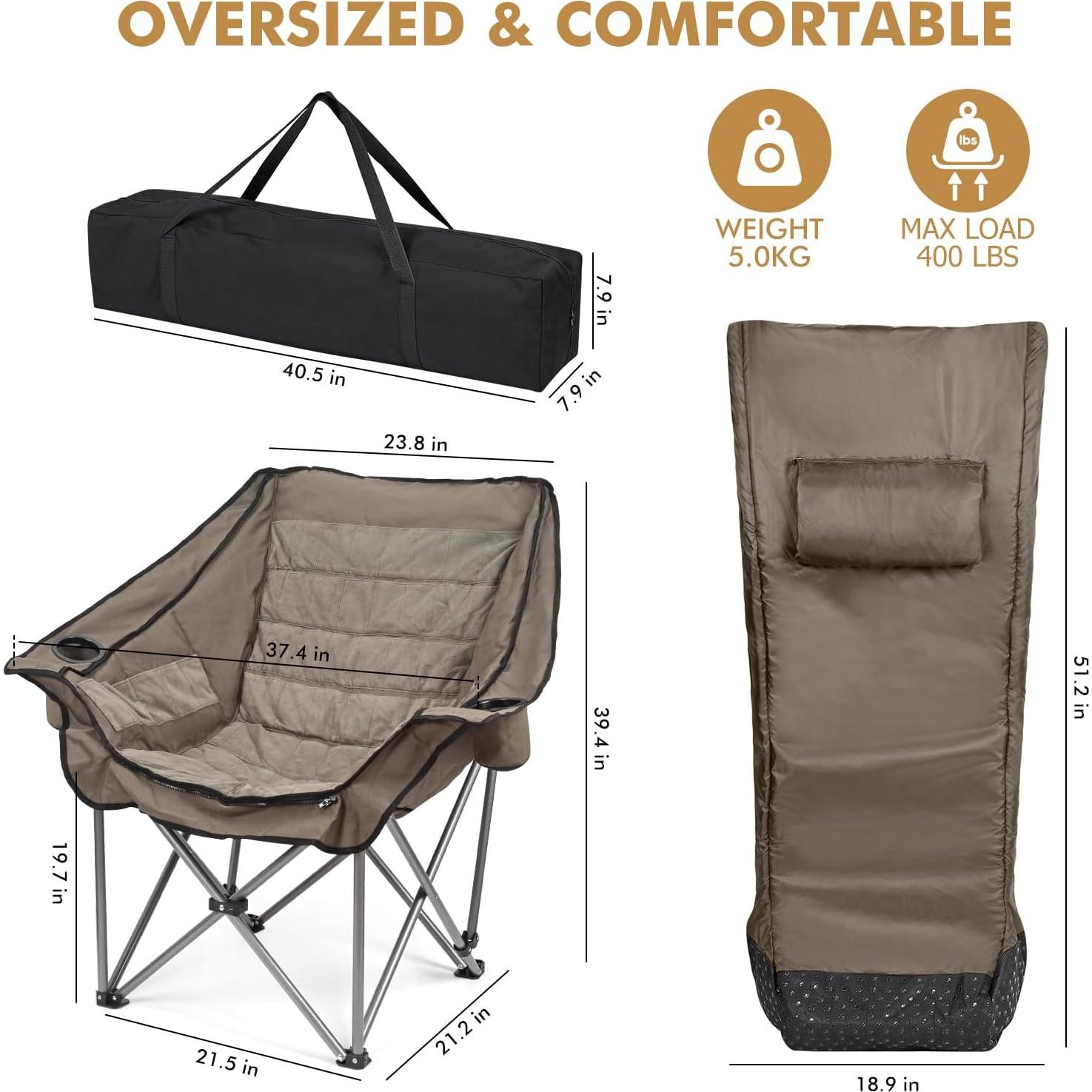 Silla de Camping Calefaccionada Minndudu XL Acolchada Verde