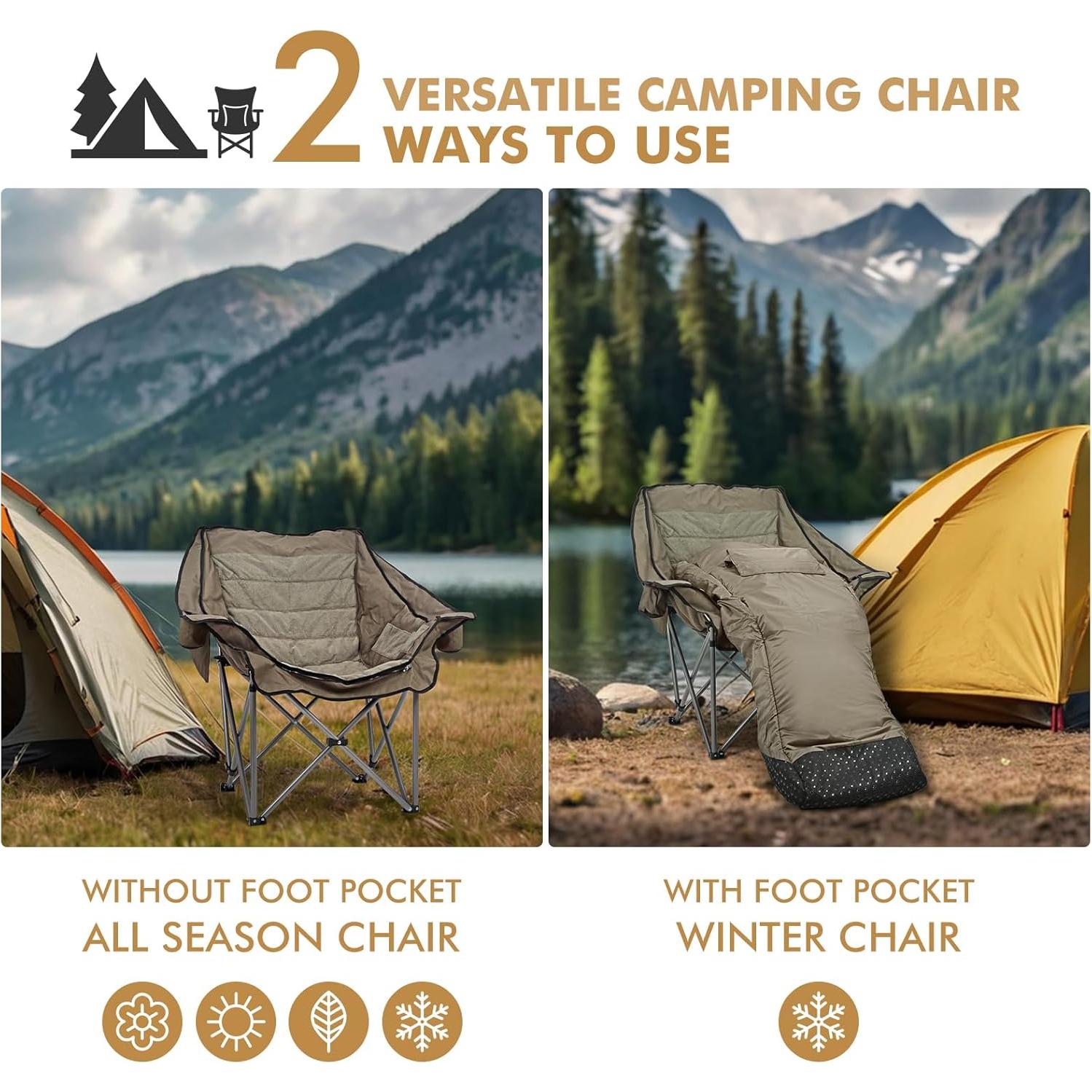 Silla de Camping Calefaccionada Minndudu XL Acolchada Verde