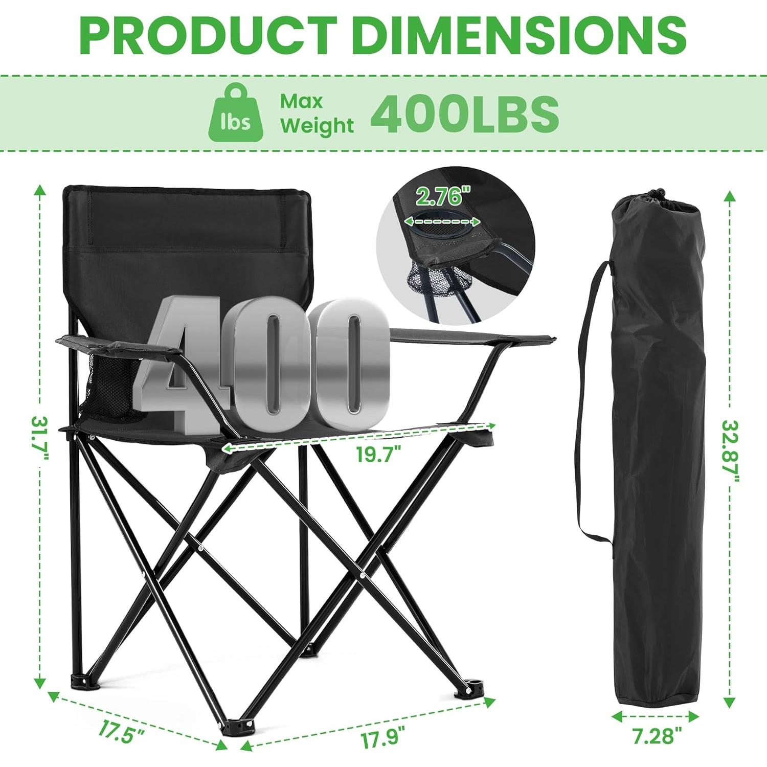 Sillas de Camping Plegables Canpsky 2PCS Soporta 181.4kg