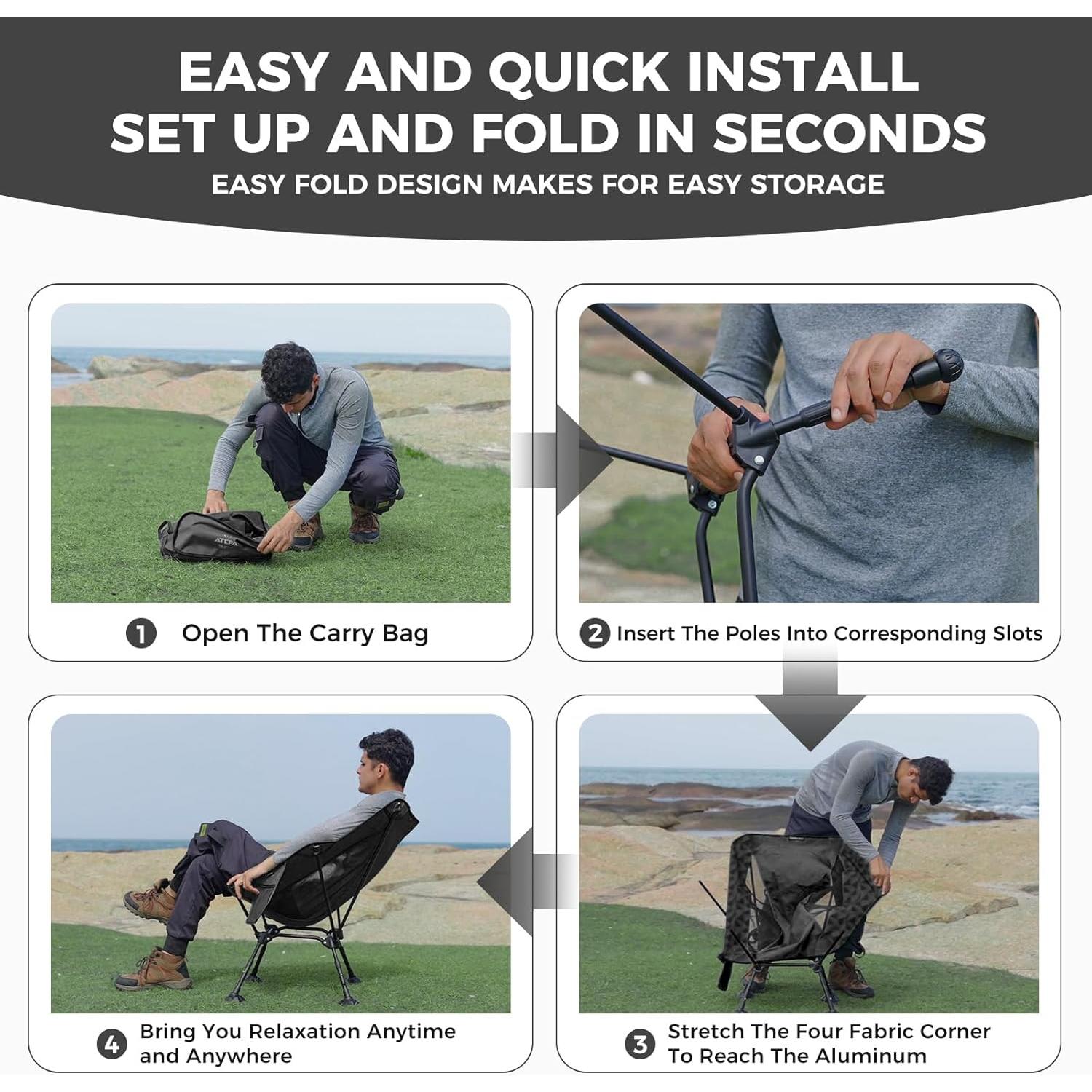 Silla de Camping ATEPA UFO3.0 Plegable Extra Ancha 150kg