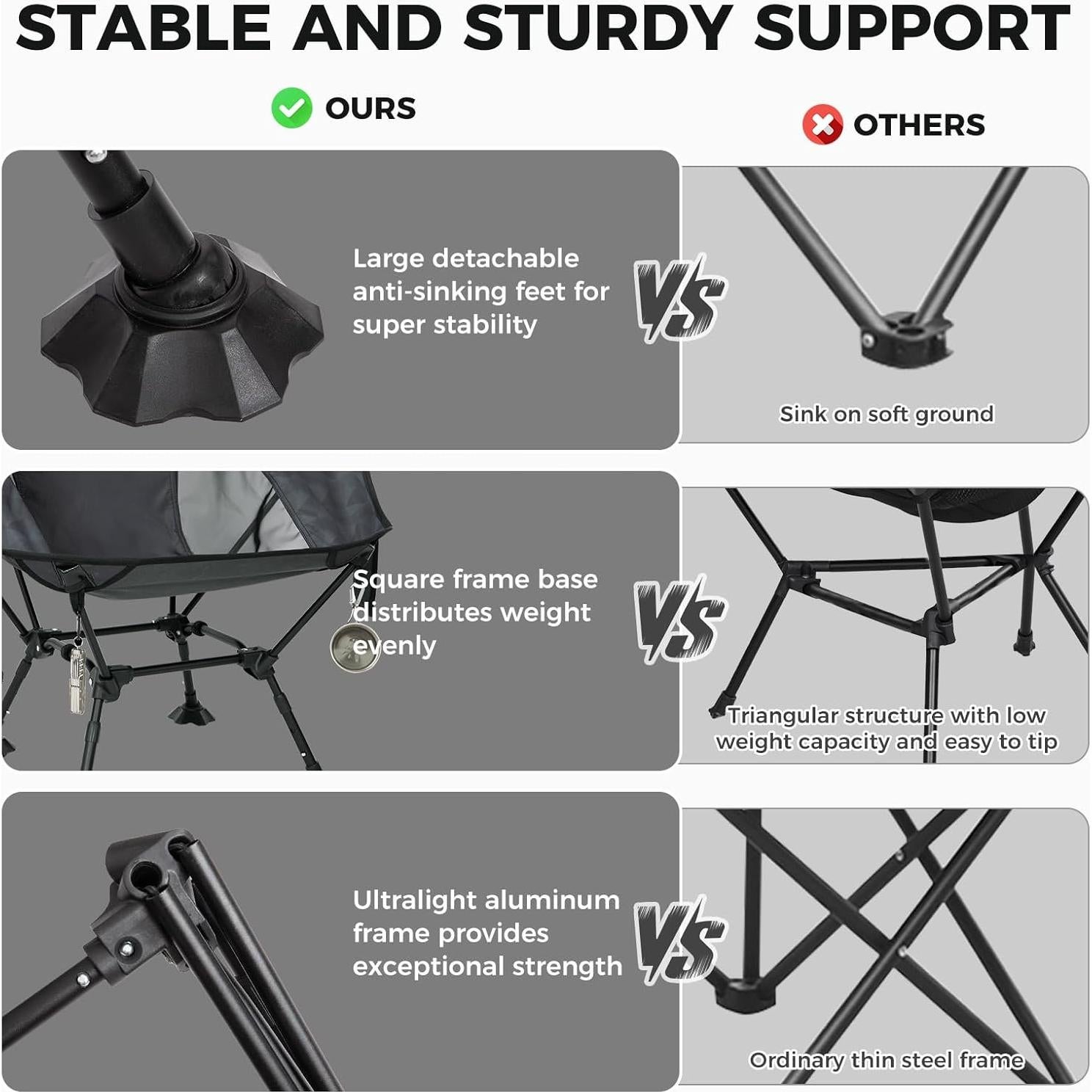 Silla de Camping ATEPA UFO3.0 Plegable Extra Ancha 150kg