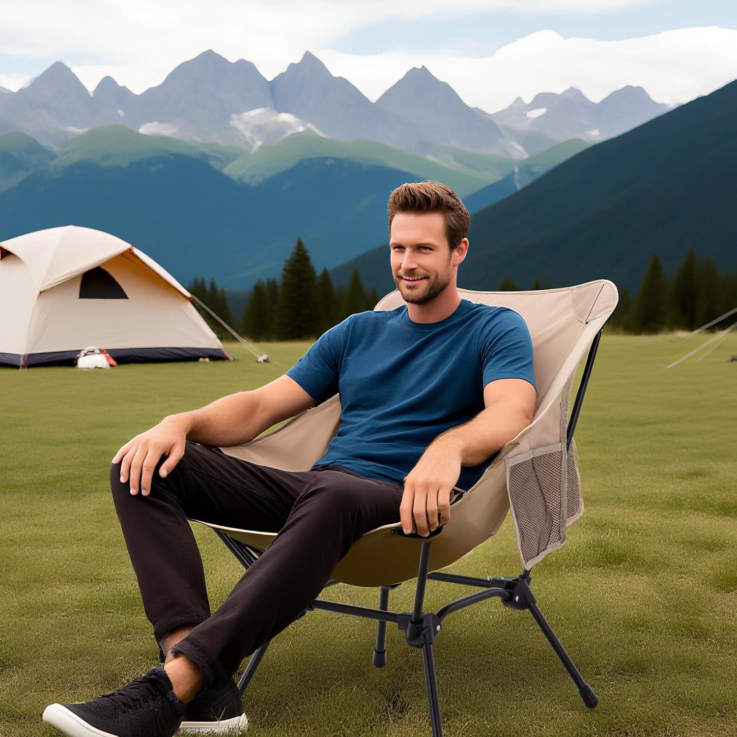 Silla de Camping Plegable TlaroRiz 600D Oxford Beige 1.55kg