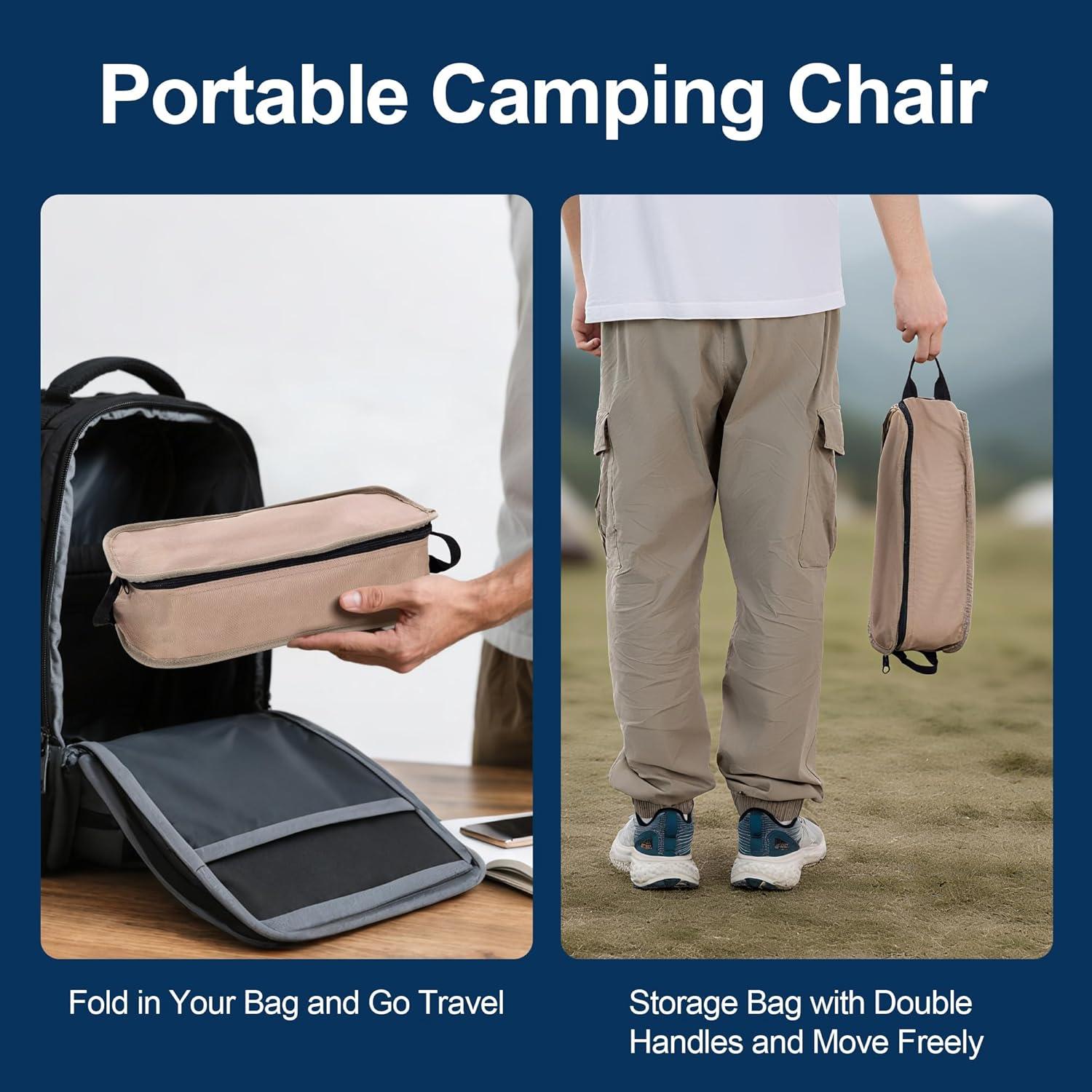 Silla de Camping Plegable TlaroRiz 600D Oxford Beige 1.55kg