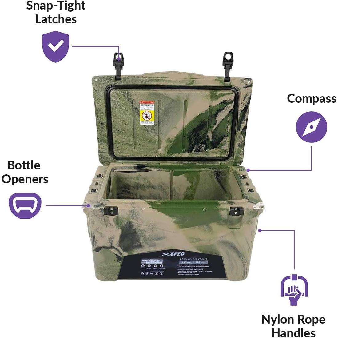 Enfriador de Camping Xspec 60 Qt Camuflaje Alta Durabilidad