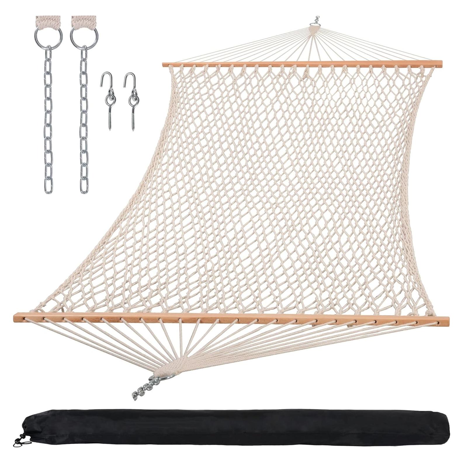 Hamaca Doble SUNCREAT de Cuerda con Barra de Madera 204 kg