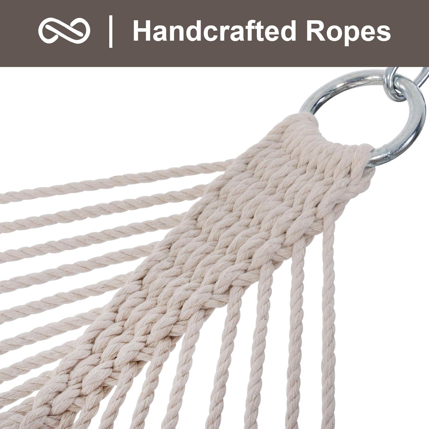 Hamaca Doble SUNCREAT de Cuerda con Barra de Madera 204 kg