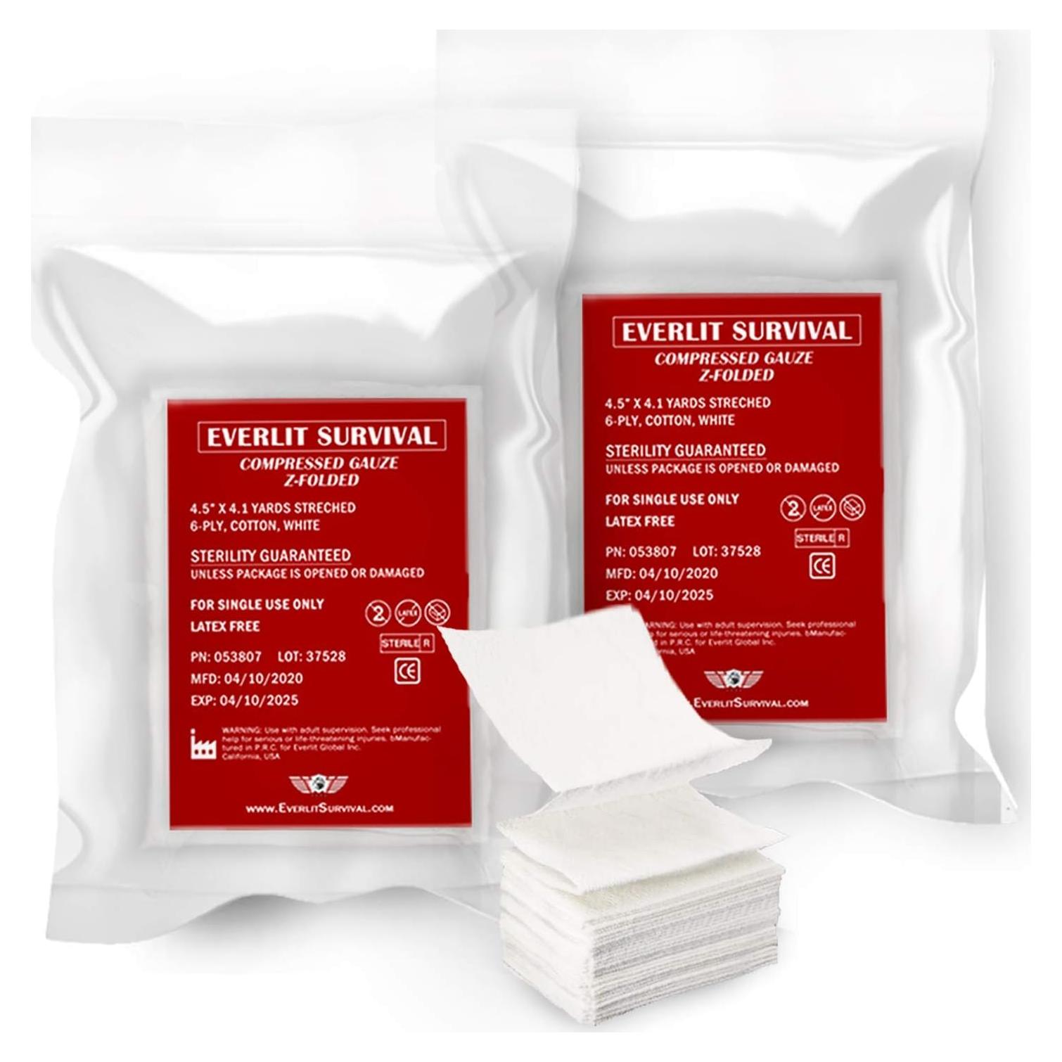 Gasa Estéril Comprimida Plegada en Z Everlit 11.43 cm x 3.75 m - 2 Paquetes