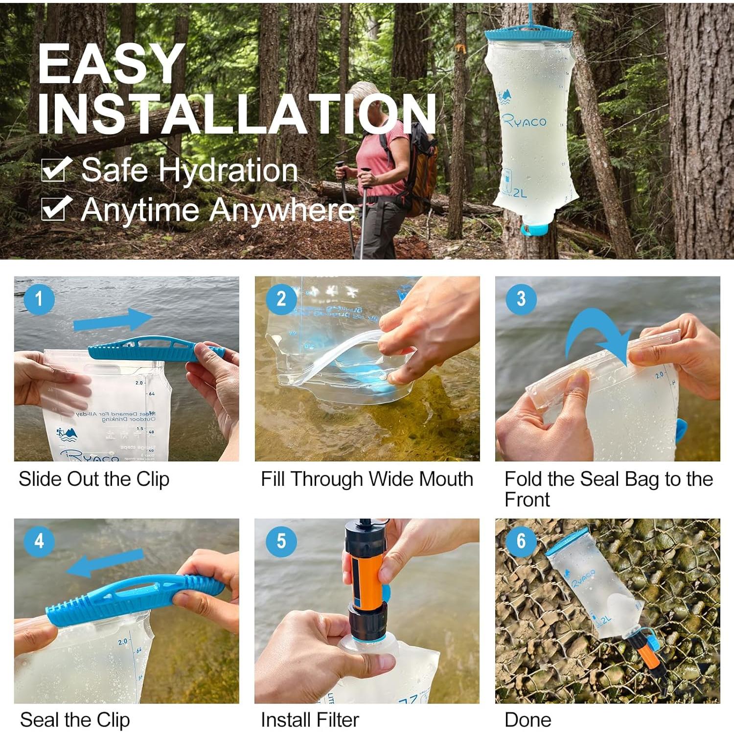 Bolsa de Agua RYACO 2L TPU Colapsable para Camping