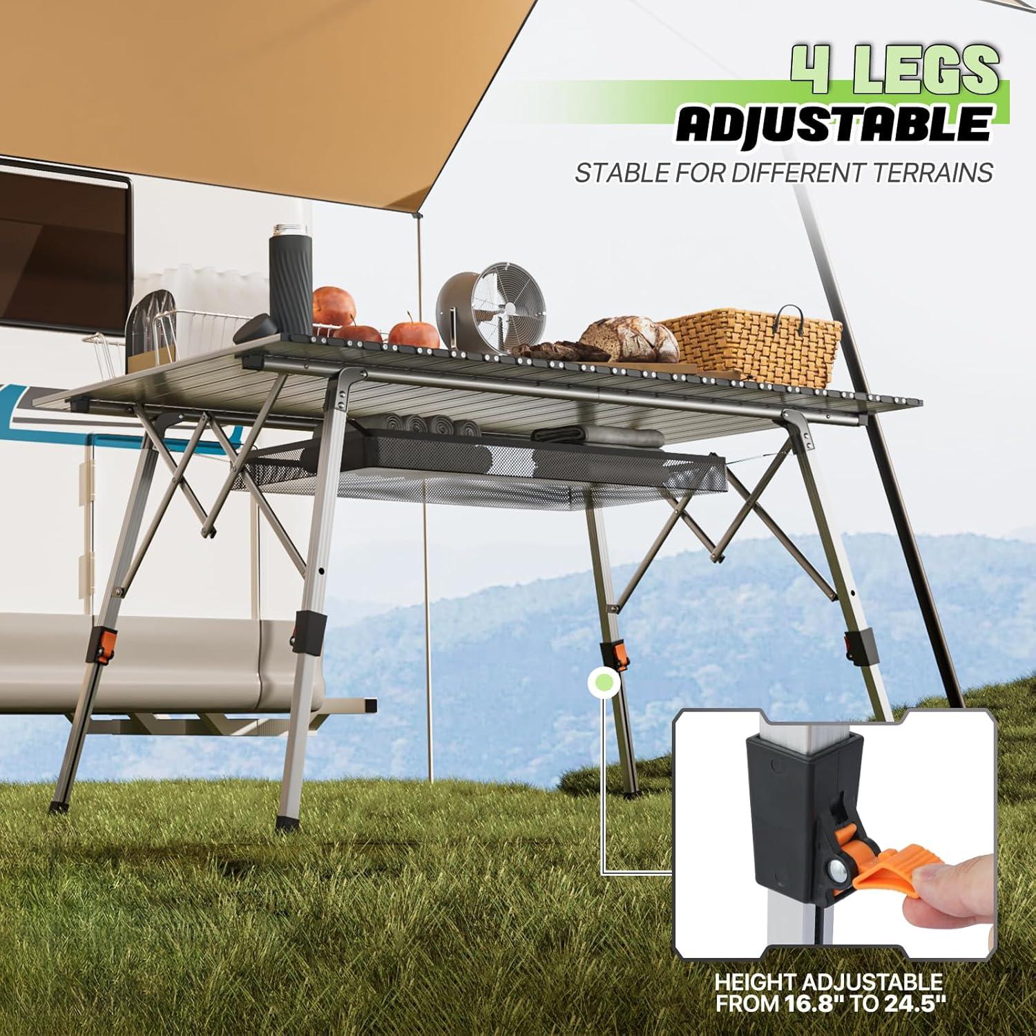 Mesa de Camping Plegable Magshion Aluminio Ajustable 43-63 cm