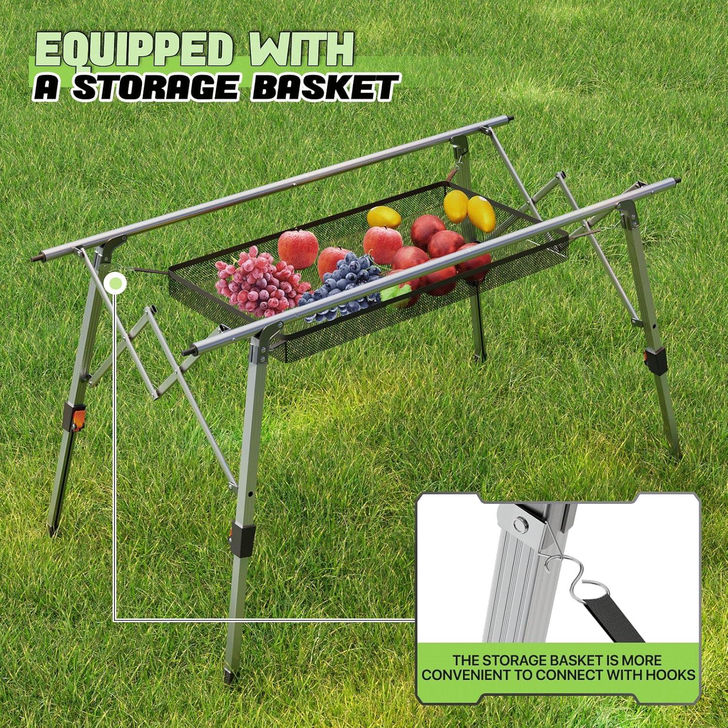 Mesa de Camping Plegable Magshion Aluminio Ajustable 43-63 cm