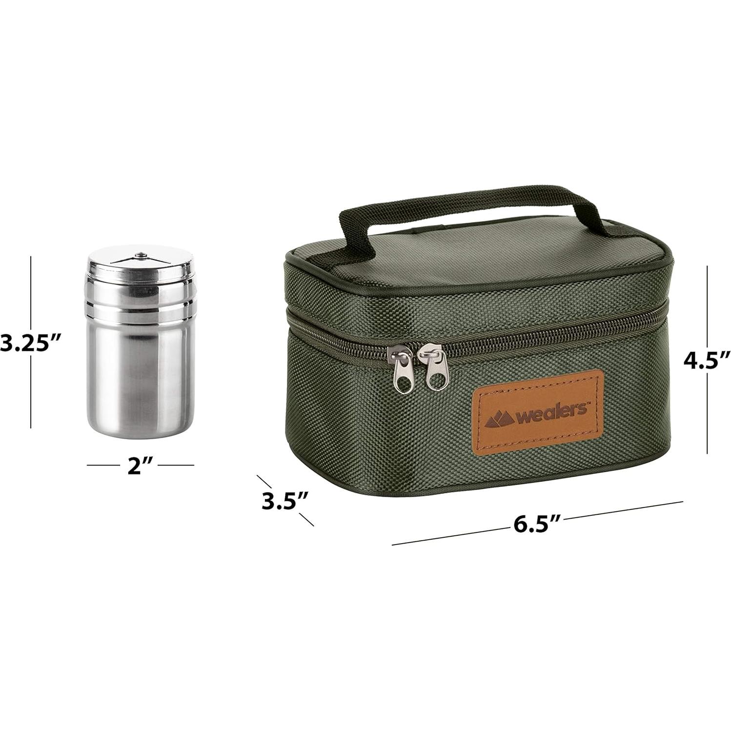 Tarros de Especias Wealers Acero Inoxidable 6 Piezas Bolsa Viaje
